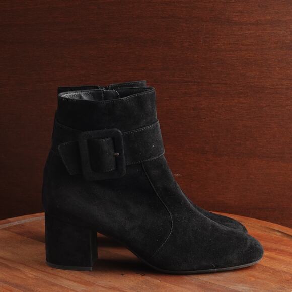 Paul Green Boots Womens SZ UK 7.5 US 10 BLK Natalia Ankle Heeled Suede Side Zip - Picture 1 of 16